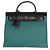 Hermès Noir Vache Hunter Malachite Toile Canvas Herbag Zip 31 Verde