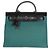 Hermès Noir Vache Hunter Malachite Toile Canvas Herbag Zip 31 Verde - vista 8