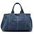 Borsa Tote Prada Large Denim Canapa Logo blu