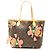 Borsa Tote Louis Vuitton Monogram Roses Neverfull MM Marrone