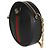 Gucci Mini Ophidia runde Tasche aus schwarzem strukturiertem Kalbsleder mit Web-Detail - Ansicht 3