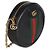 Gucci Mini Ophidia runde Tasche aus schwarzem strukturiertem Kalbsleder mit Web-Detail - Ansicht 4