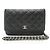 Chanel Classic Matelassé Wallet-on-Chain aus Lammleder Schwarz Bordeaux