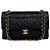 Chanel Vintage Matelassé Coco Mark Schultertasche aus Lammleder Schwarz
