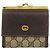Cartera tri-fold de cuero GUCCI Old GG Logo Pattern Castaño