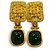 Orecchini Chanel Vintage 95A Coco Mark Gripoix Swing D'oro Verde