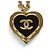 Chanel I26P Coco Mark Heart Anhänger Halskette Schwarz Golden