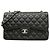 Borsa a tracolla Chanel in vitello grana nera Nero
