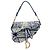 Borsa Saddle Dior in tela blu ricamata Around the World