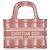 Dior Book Tote Mini em tela bordada com riscas rosa