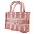 Dior Book Tote Mini em tela bordada com riscas rosa - vista 8