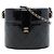 Chanel CC gesteppte runde Vanity Clutch aus schwarzem Lackleder mit Kette