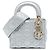 Dior Silver Mini Metallic Calfskin Cannage Supple Lady Dior Argento