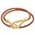 Hermès Pulsera de Amuletos Hermes Jumbo Gold Brown Leather Castaño