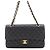 Borsa a tracolla con catena Chanel in pelle di vitello martellata nera Nero