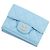 Chanel Tri-fold Geldbörse aus blauem genarbtem Kalbsleder Hellblau