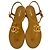 Chanel Logo T-Strap Flat Sandals in Tan Leather Brown Beige - view 3