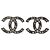 Chanel Coco Mark Ohrringe Schwarz Silber
