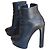 Casadei Schwarze Leder- Stiefeletten mit Plateau und Blockabsatz