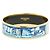 Hermès Brazalete de Esmalte Estampado Face au Large Blanco Azul Dorado