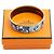 Hermès Brazalete de Esmalte Estampado Face au Large Blanco Azul Dorado - vista 6