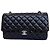 Timeless Chanel Classic Double Flap Medium Schwarz Lammleder Silber