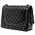Borsa a tracolla Chanel Maxi Classic Striped Patent Double Flap Nera Nero - vista 2
