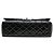 Borsa a tracolla Chanel Maxi Classic Striped Patent Double Flap Nera Nero - vista 3