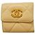 Chanel Tri-fold Portemonnaie aus beigem Lammleder