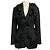 Prada Black Double Stretch Wool Giacca Jacket with Fur Trim