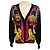 Hermès Hermes Strickcardigan aus Kaschmir und Seide mit mehrfarigem Seidentuch-Print Schwarz / Rosa / Gold