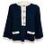 Chanel Airlines Collection 2016 Kaschmir Strickpullover in Marineblau / Grau mit CC-Logo Knöpfen