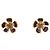 Boucles d'oreilles Chanel CC plaquées or avec fleurs laquées