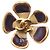 Boucles d'oreilles Chanel CC plaquées or avec fleurs laquées - vue 3