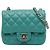 Sac bandoulière Chanel Mini Square Classic en agneau vert à rabat unique