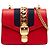 Borsa Red Gucci Mini Calfskin Web Sylvie Chain Satchel Rosso