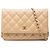 Borsa a tracolla Chanel CC Quilted Caviar Wallet on Chain Beige