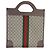 Gucci Beige GG Supreme Canvas Textured Calfskin Web Medium Ophidia Slip Handle T - Ansicht 2