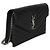 Autre Marque Saint Laurent Cassandre Envelope Chain Wallet aus schwarzem Grain De Poudre Leder - Ansicht 4