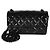 Gabrielle Borsa Chanel So Black Mini Rectangular Flap in pelle verniciata matelassé Nero