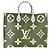 Louis Vuitton Kaki Beige Giant Monogram Canvas Onthego GM Nero Bianco Multicolore Verde - vista 2