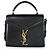 Autre Marque Saint Laurent Mini Cassandra Top Handle Bag aus schwarzem glattem Kalbsleder