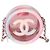 Gabrielle Clutch rotonda Chanel in PVC e pelle d'agnello rosa con filigrana e catena - vista 8