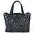 Borsa Shopping Chanel Boy in vernice matelassé blu navy - vista 2