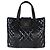 Borsa Shopping Chanel Boy in vernice matelassé blu navy - vista 8