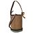 Mini borsa secchiello Pebble Loewe in camoscio marrone e strisce di rafia - vista 2