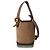 Mini borsa secchiello Pebble Loewe in camoscio marrone e strisce di rafia - vista 3