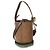 Mini borsa secchiello Pebble Loewe in camoscio marrone e strisce di rafia - vista 4