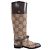 Gucci GG Canvas & Leder Long Boots in Brown 674673, Größe EU 37.5