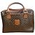 Céline Sac bowling Celine en toile enduite marron